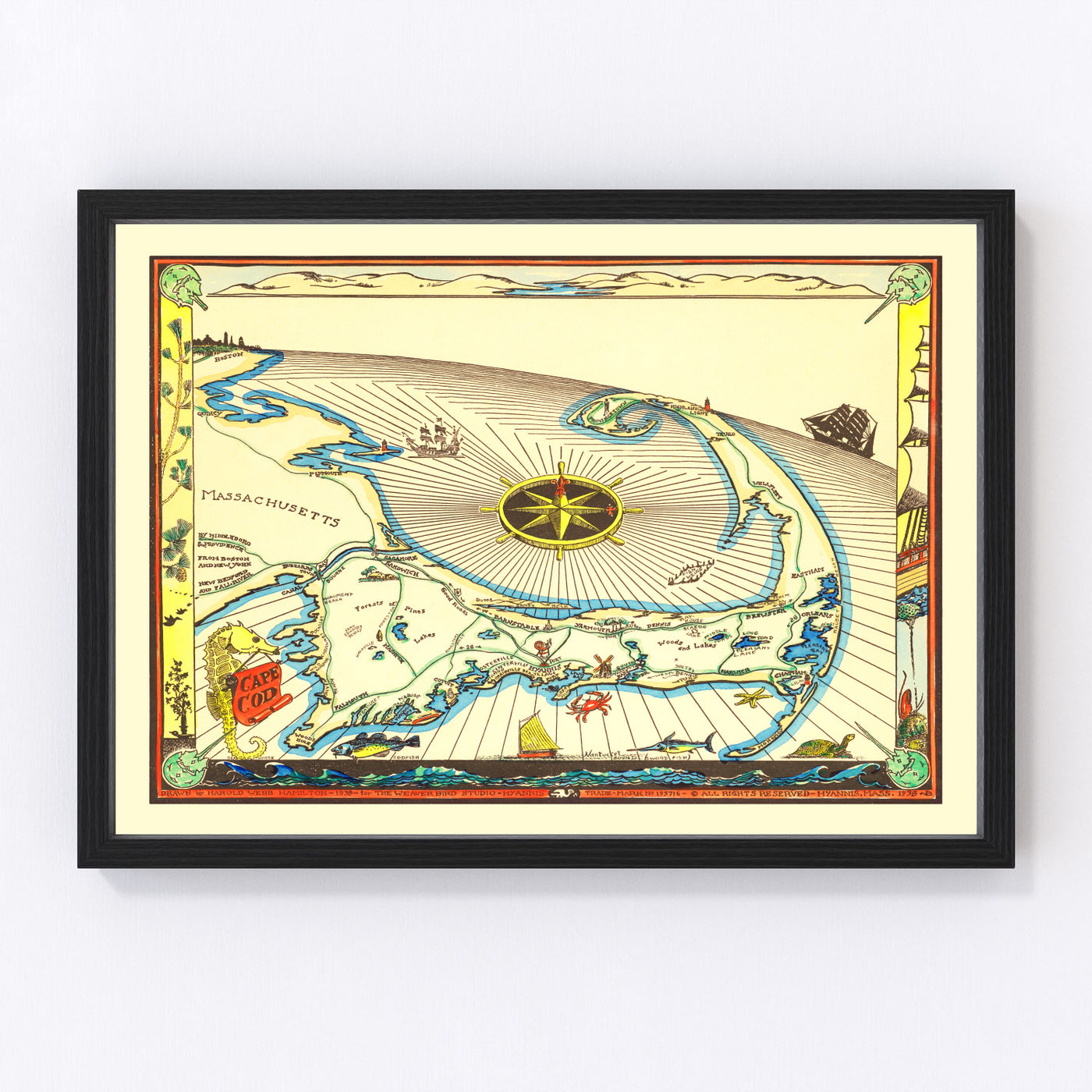 Cape Cod Vintage Map 1938
