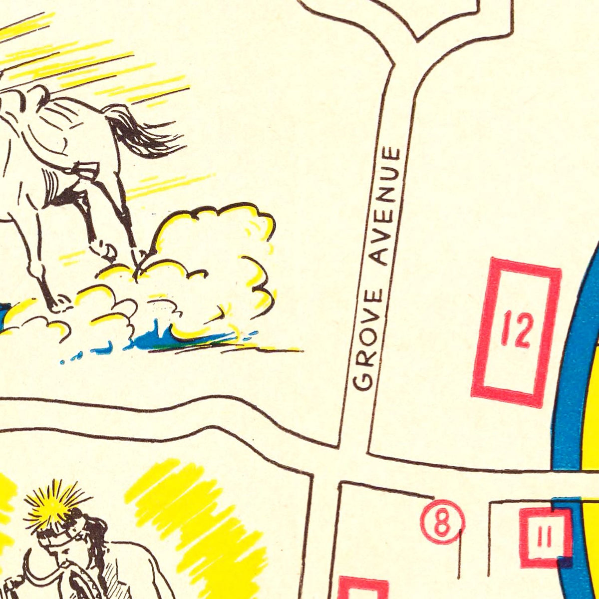 Restored historic details from the 1950 city map of Prescott, Arizona