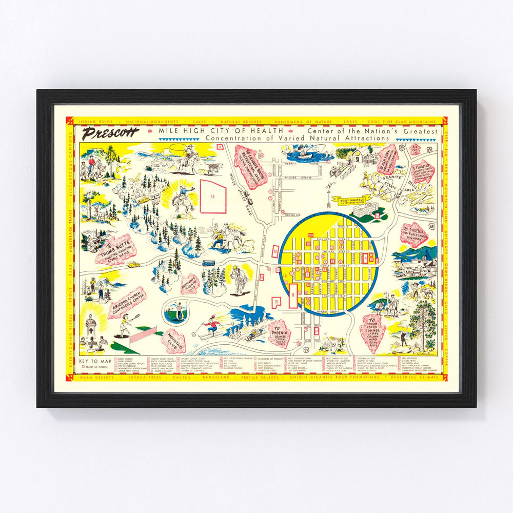 Prescott Vintage Map 1950