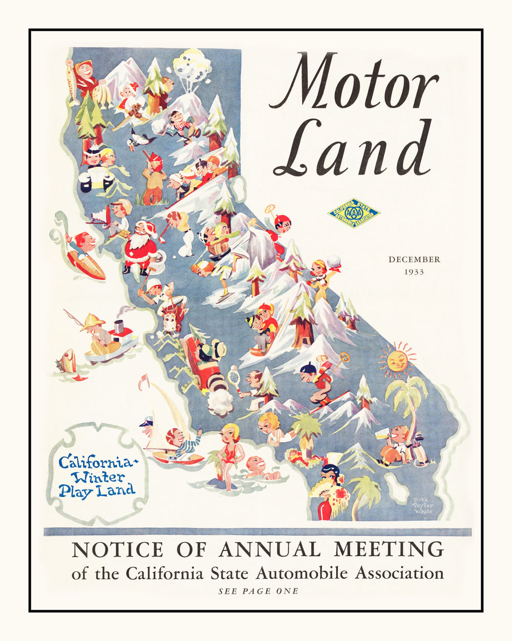 Vintage Map of California 1933 print style example