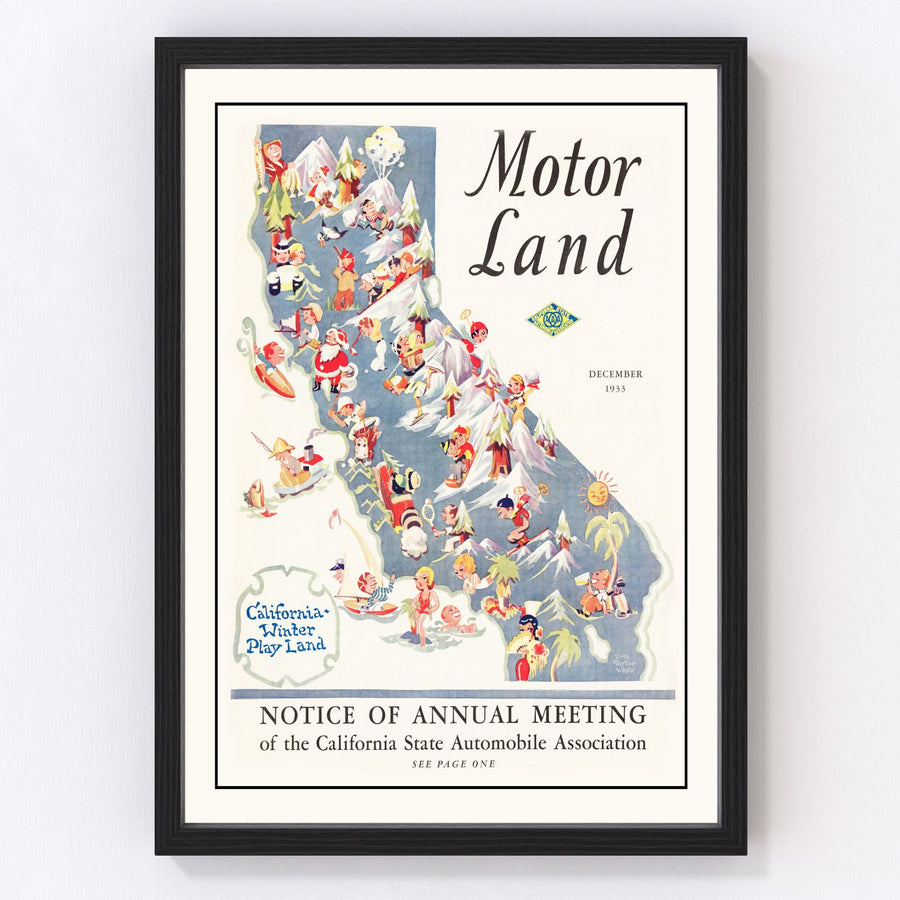 California Vintage Map 1933