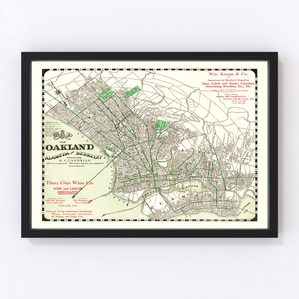 Oakland Vintage Map 1906