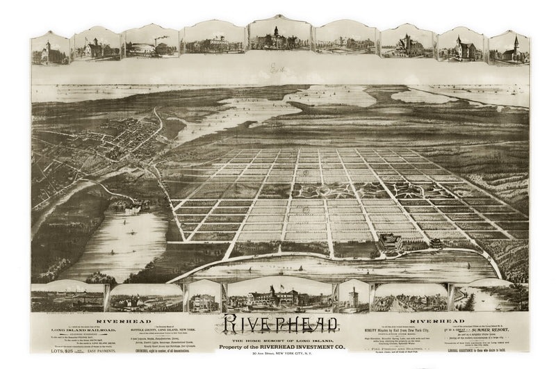 Size comparison using Vintage Map of Riverhead, New York 1890
