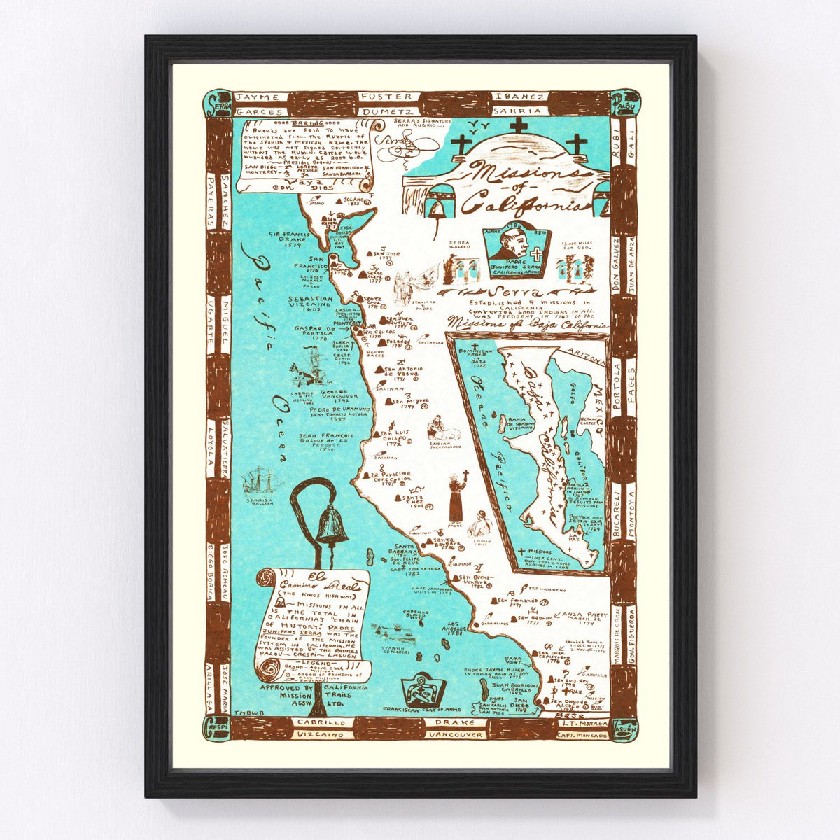 California Vintage Map 1954