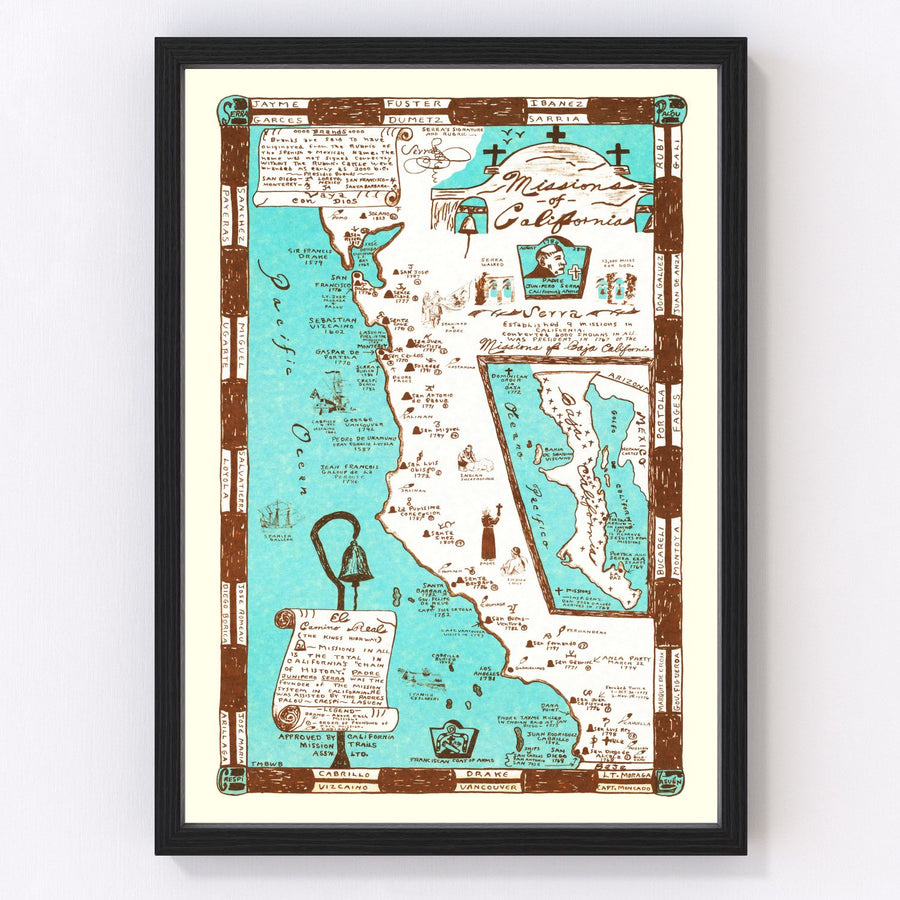 California Vintage Map 1954
