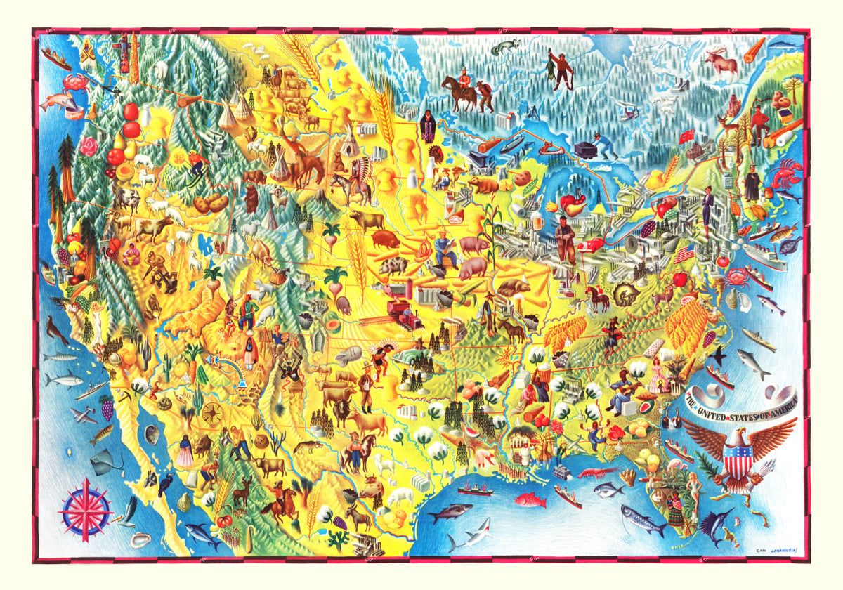 Preview of Vintage Pictorial Map of the United States, 1940