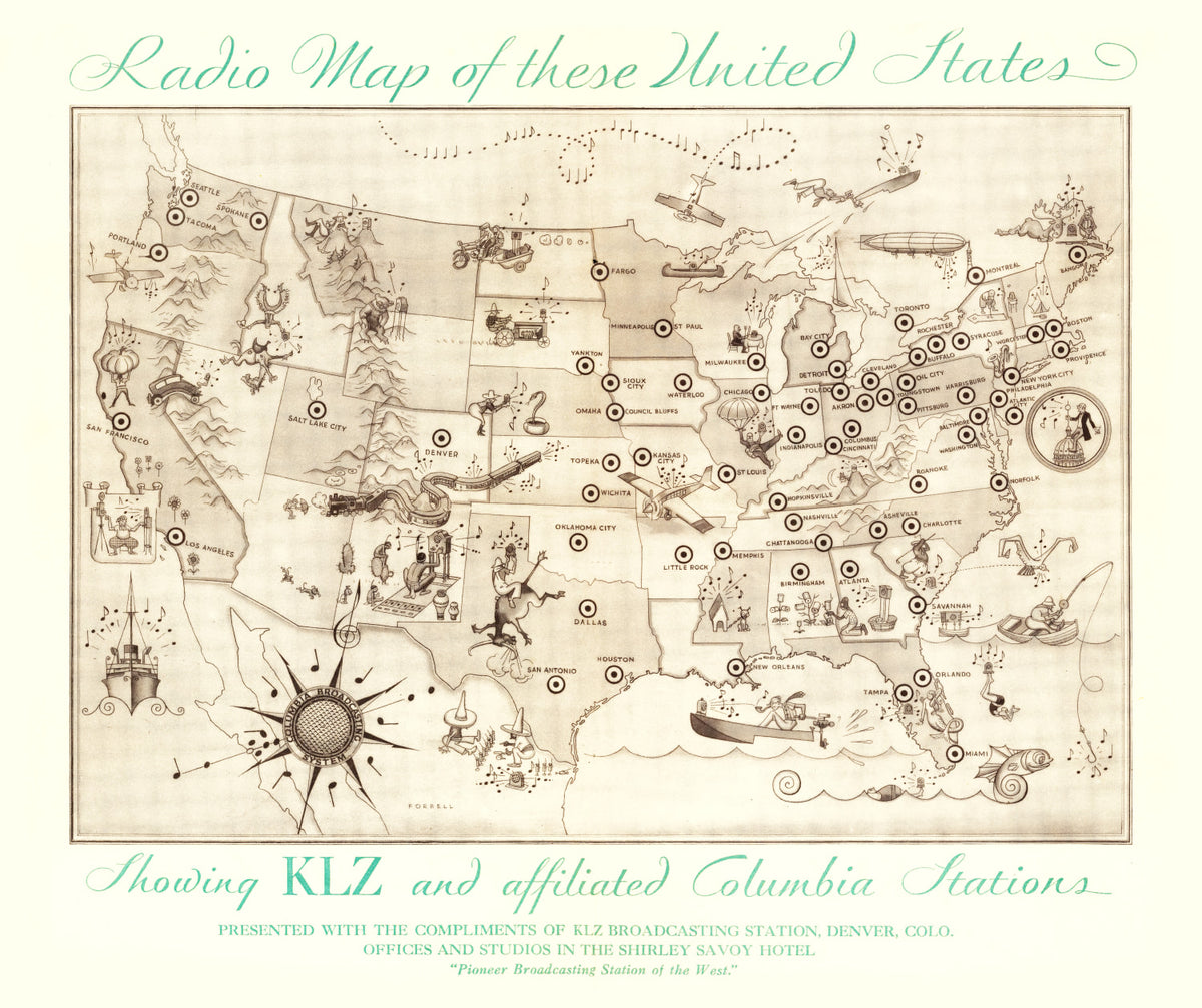 Preview of Vintage Radio Map of the United States, 1922