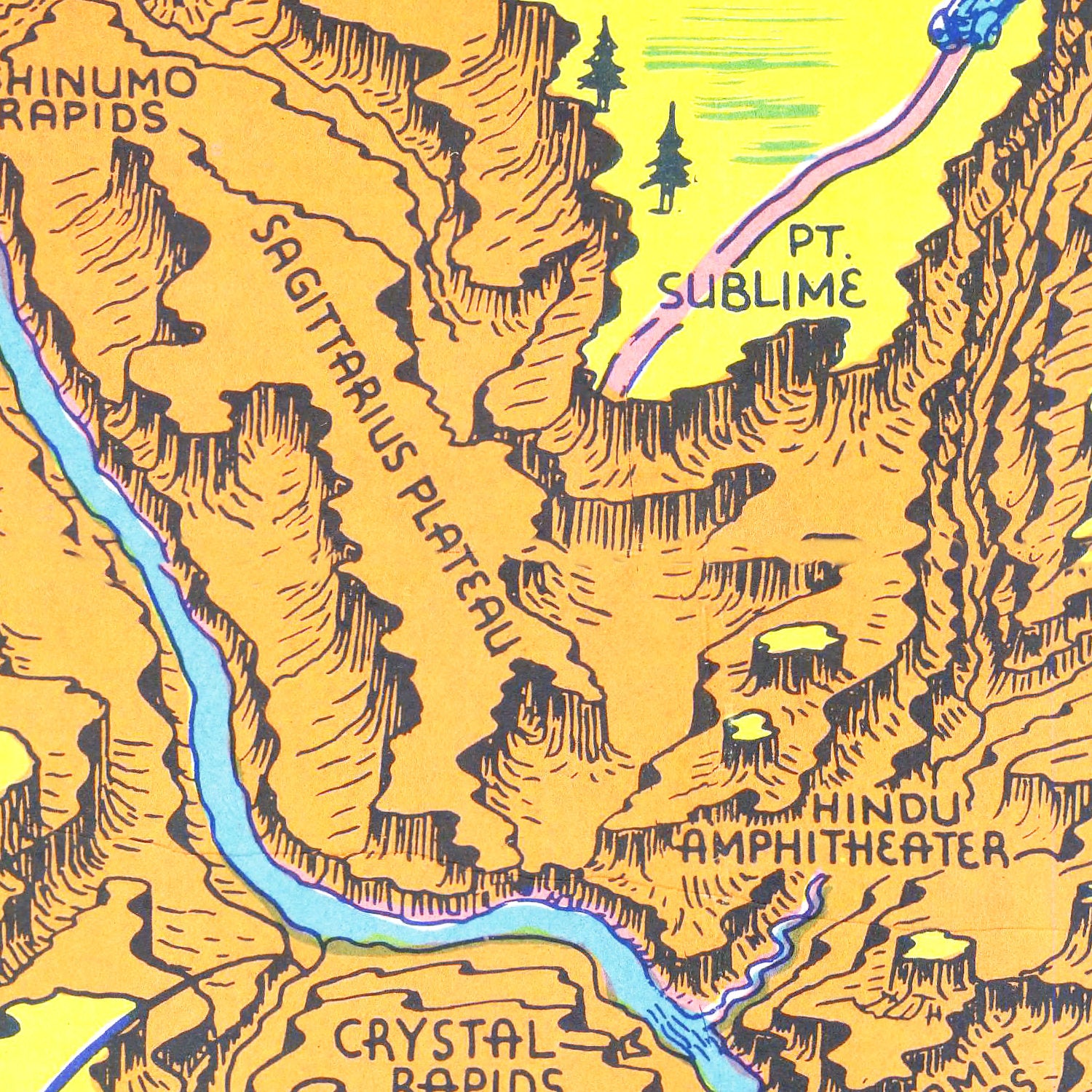 Restored historic details from the 1940 national park map of County, Arizona