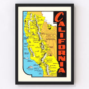 California Vintage Map 1950