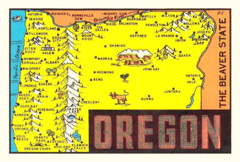Size comparison using Vintage Map of Oregon 1960