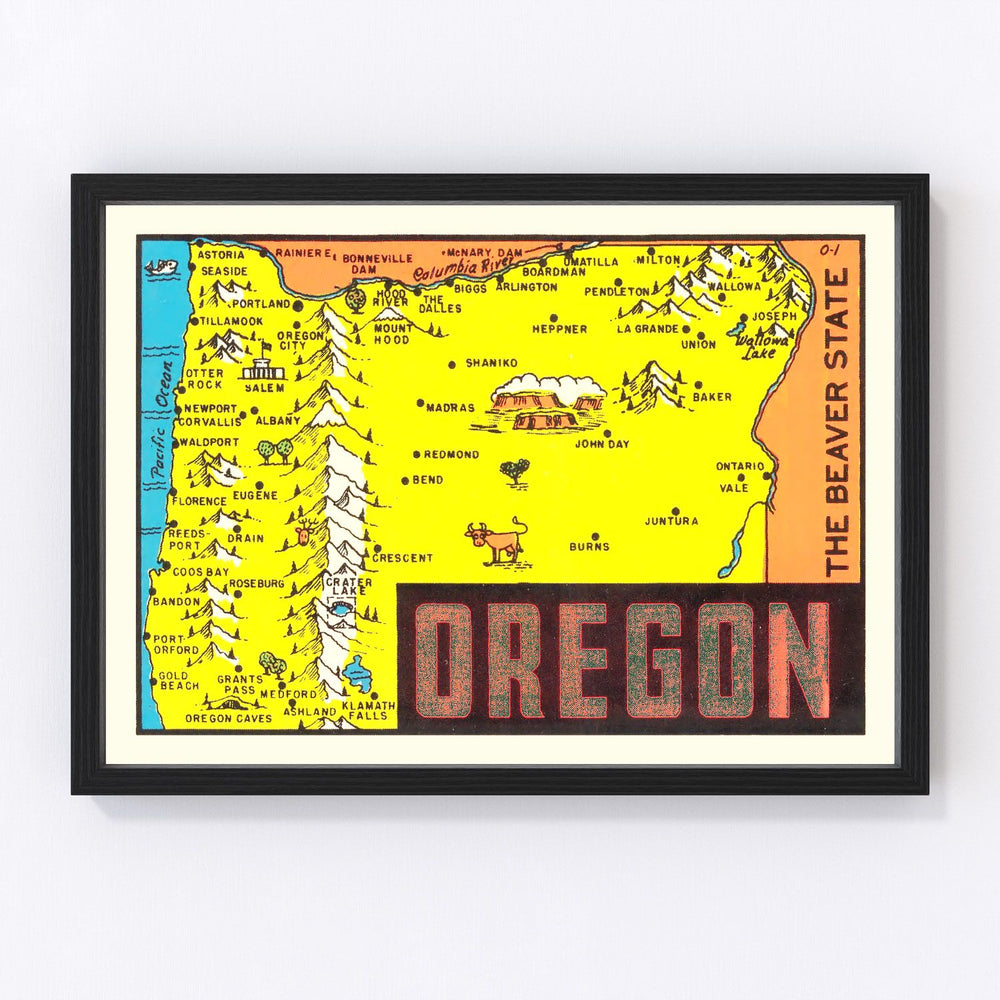 Oregon Vintage Map 1960