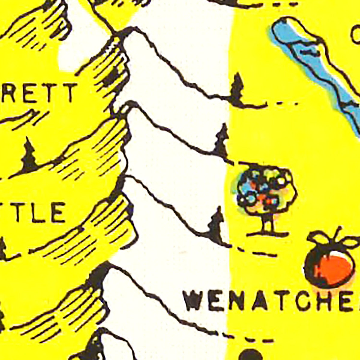 Restored historic details from the 1950 state map of County, Washington