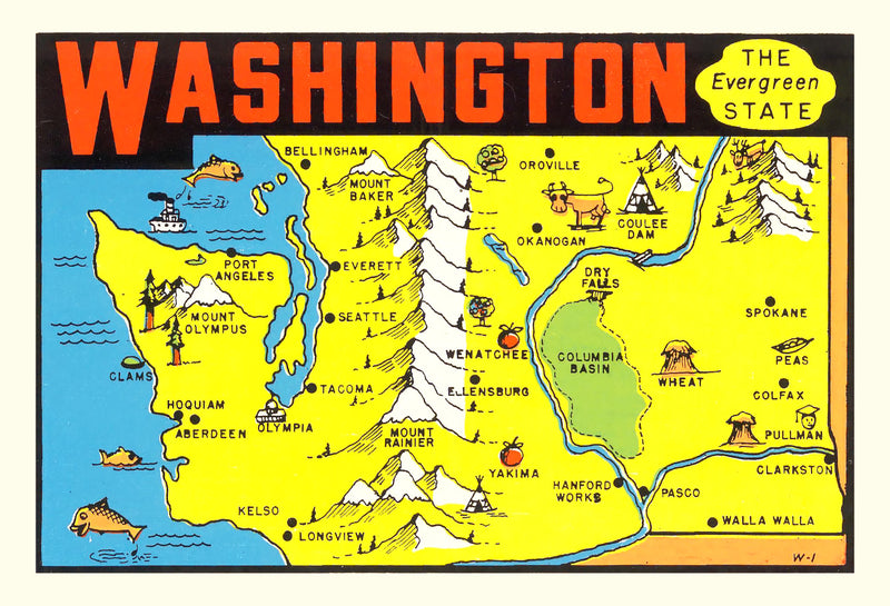 Size comparison using Vintage Map of Washington 1950