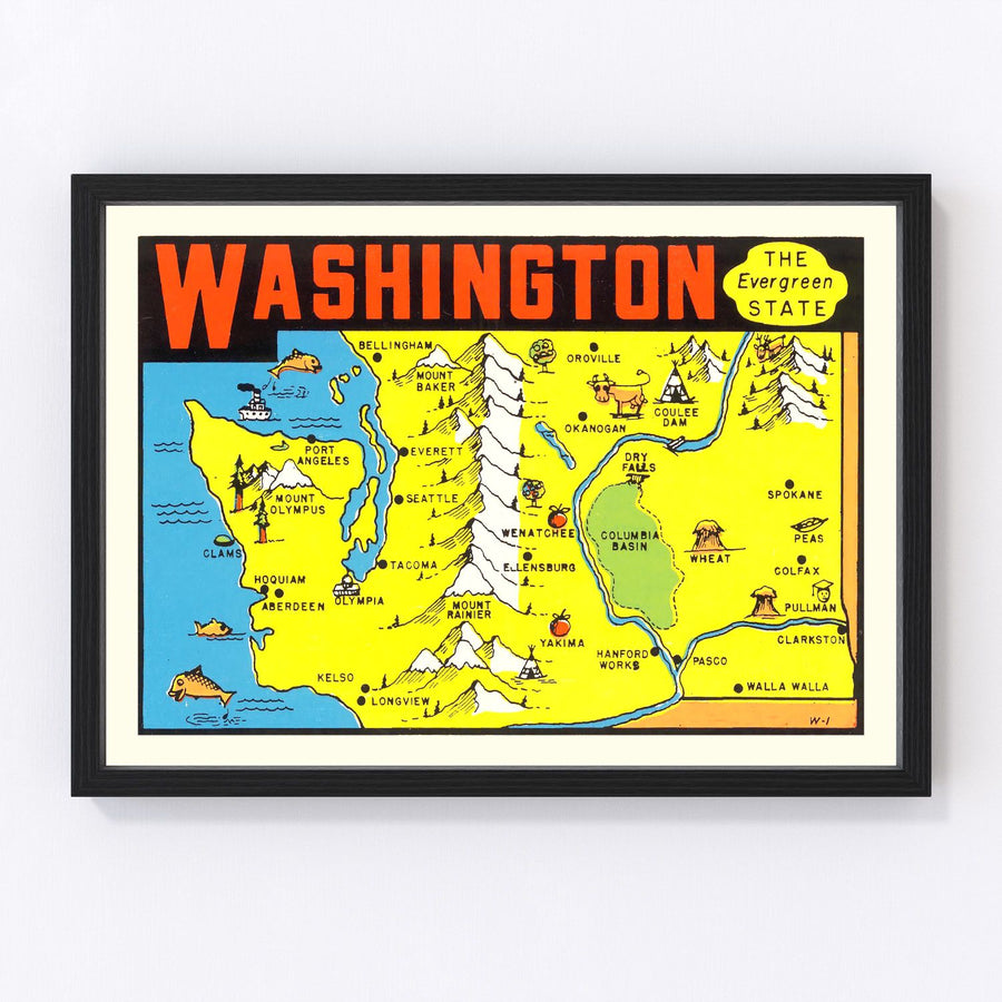 Washington Vintage Map 1950