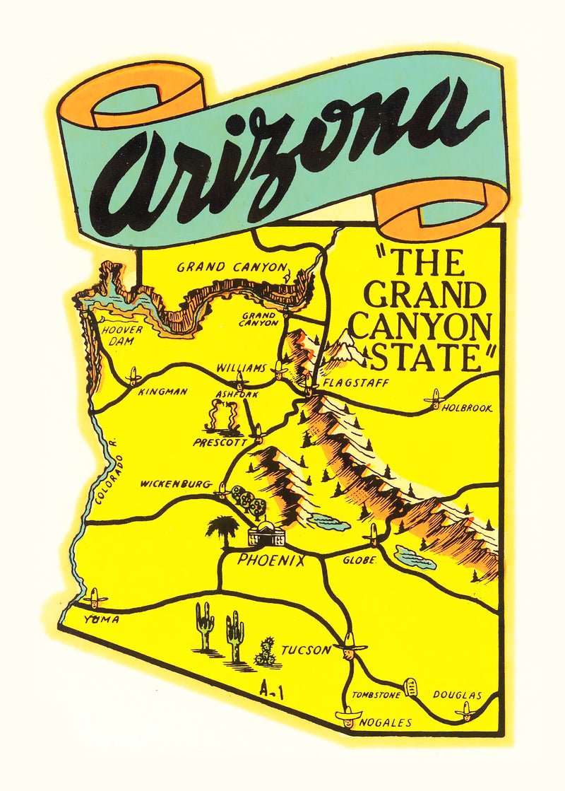 Size comparison using Vintage Map of Arizona 1950