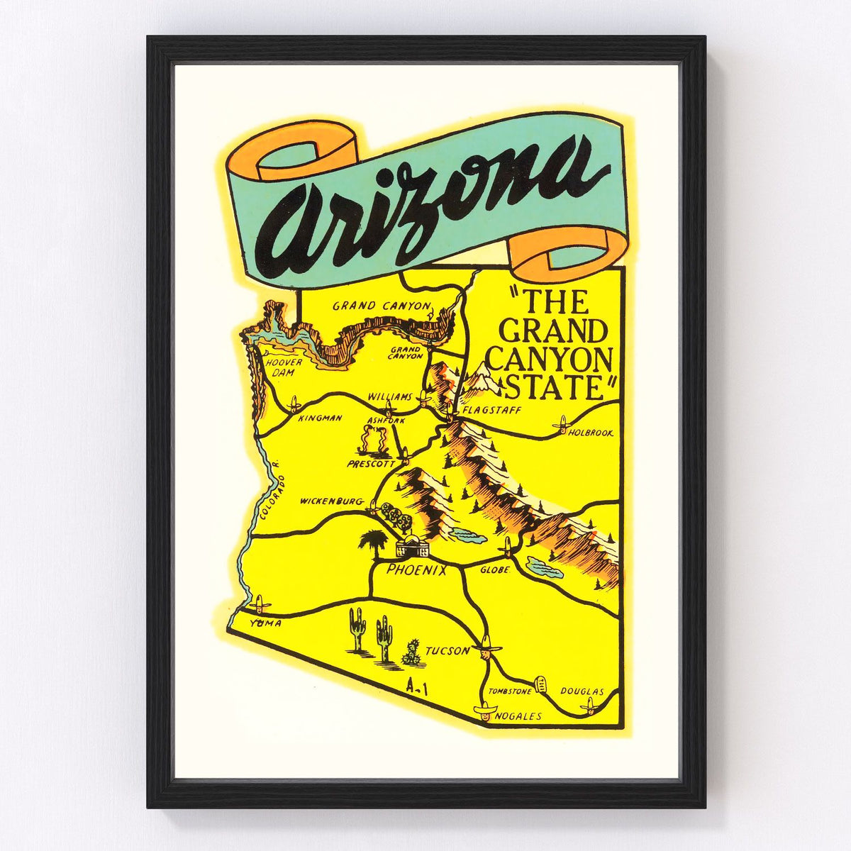 Arizona Vintage Map 1950