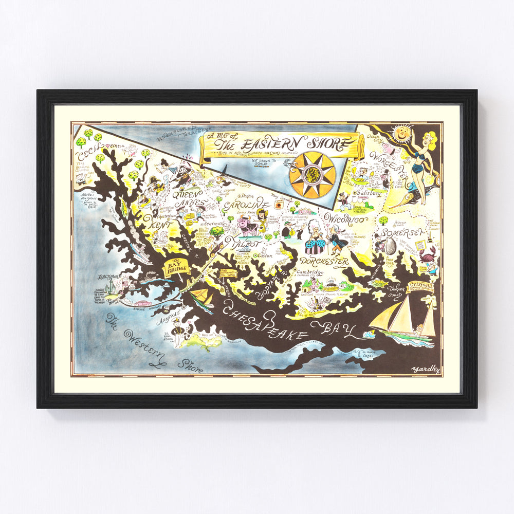 Eastern Shore of Maryland Vintage Map 1952