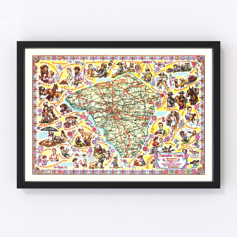 Lancaster County Vintage Map 1955