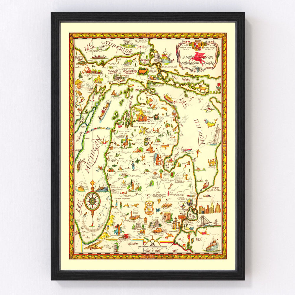 Michigan Vintage Map 1940