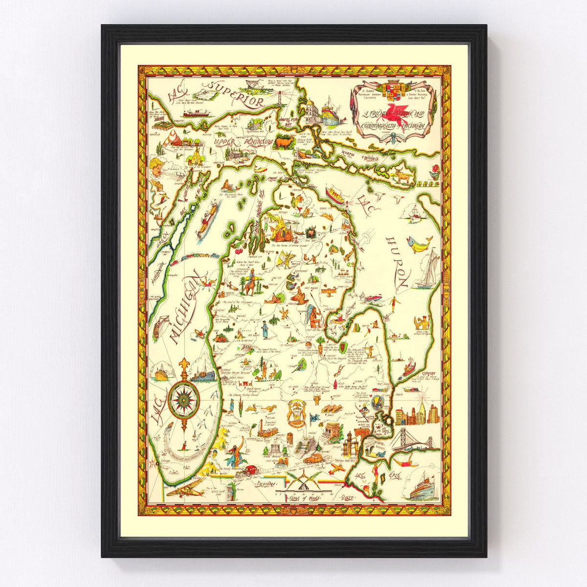 Michigan Vintage Map 1940