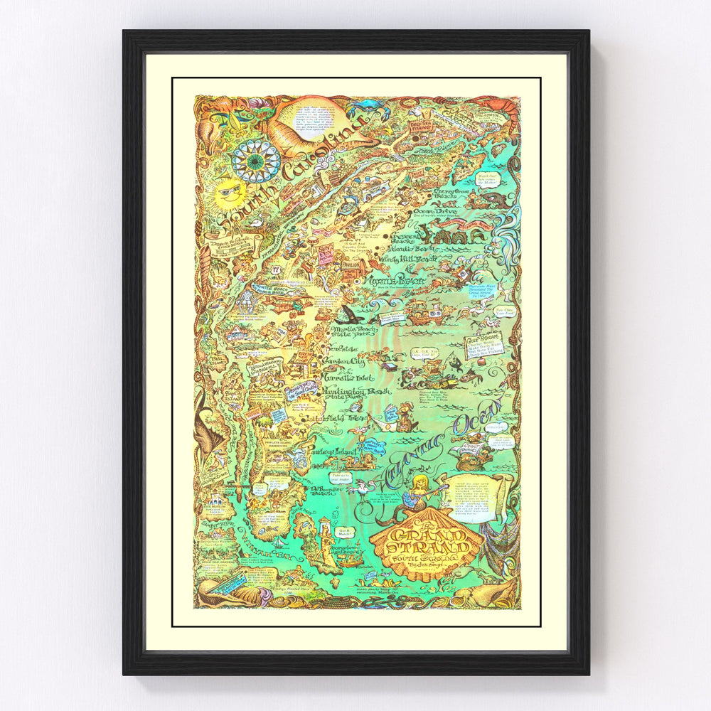 The Grand Strand of South Carolina Vintage Map 1972