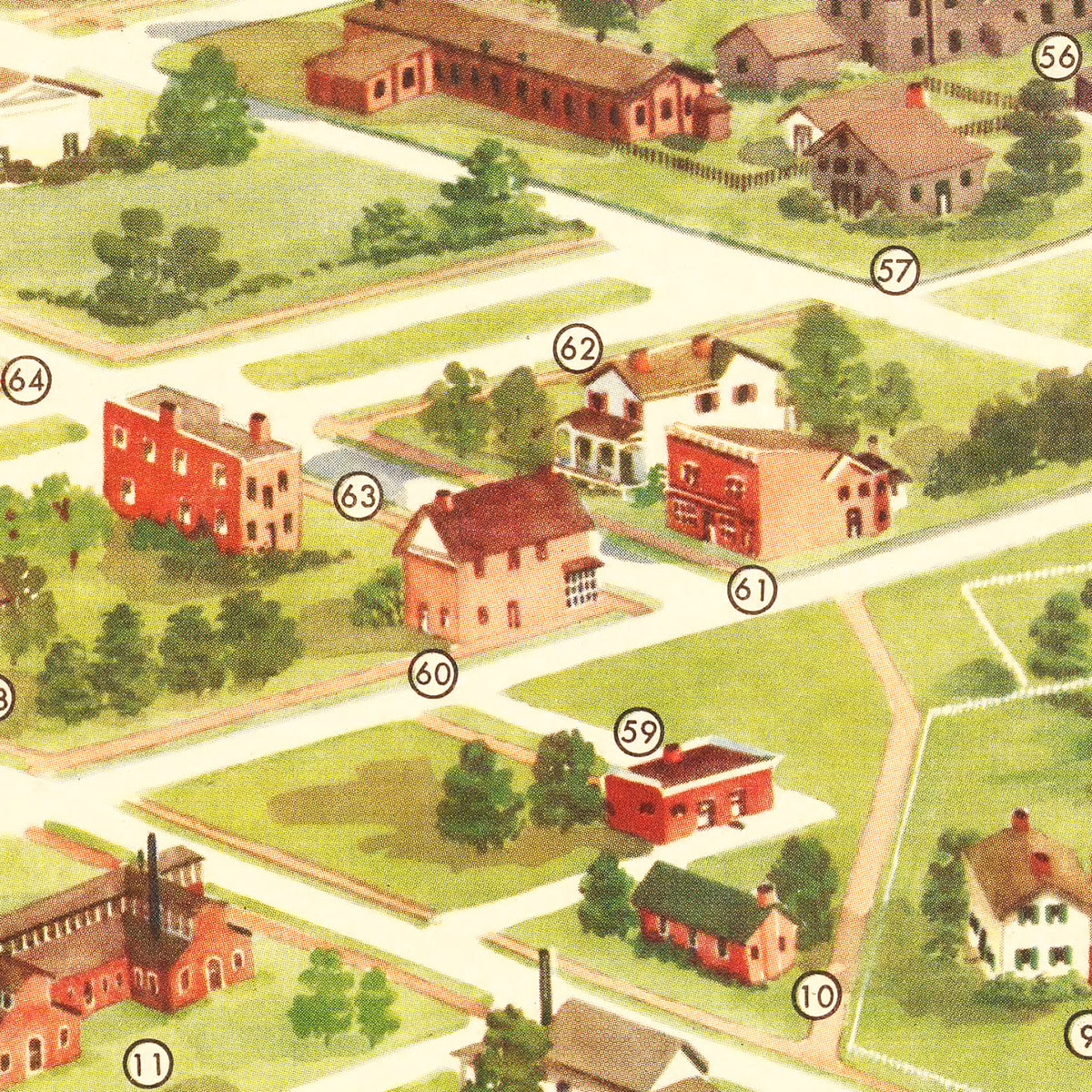 Restored historic details from the 1951 misc. attraction map of Dearborn, Michigan