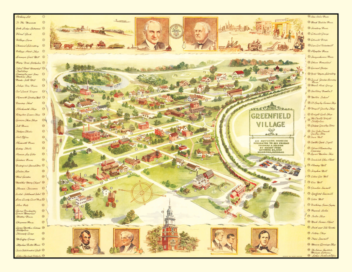 Preview of Vintage Map of Greenfield Village, 1951