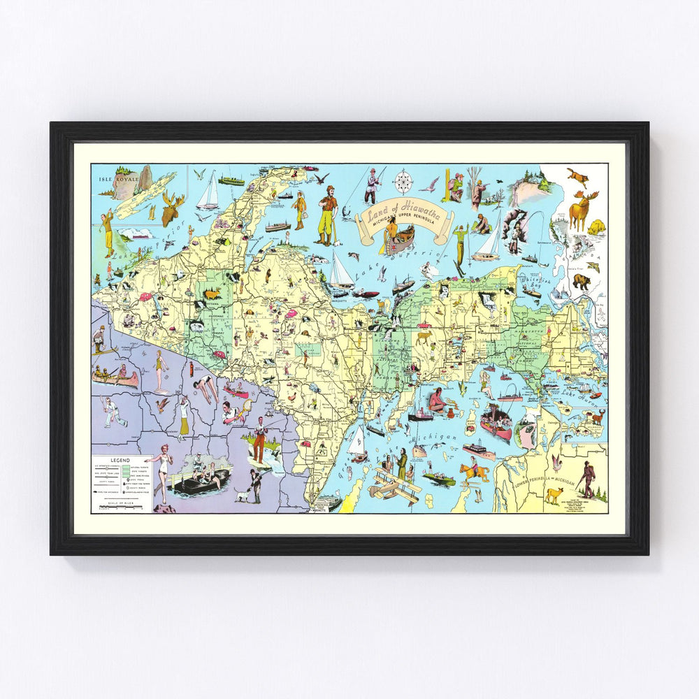 Upper Peninsula of Michigan Vintage Map 1935