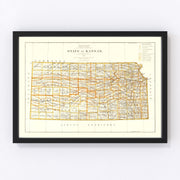 Kansas Vintage Map 1876