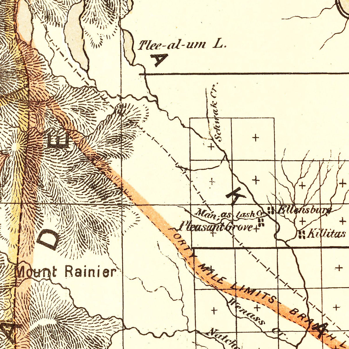 Restored historic details from the 1876 state map of County, Washington