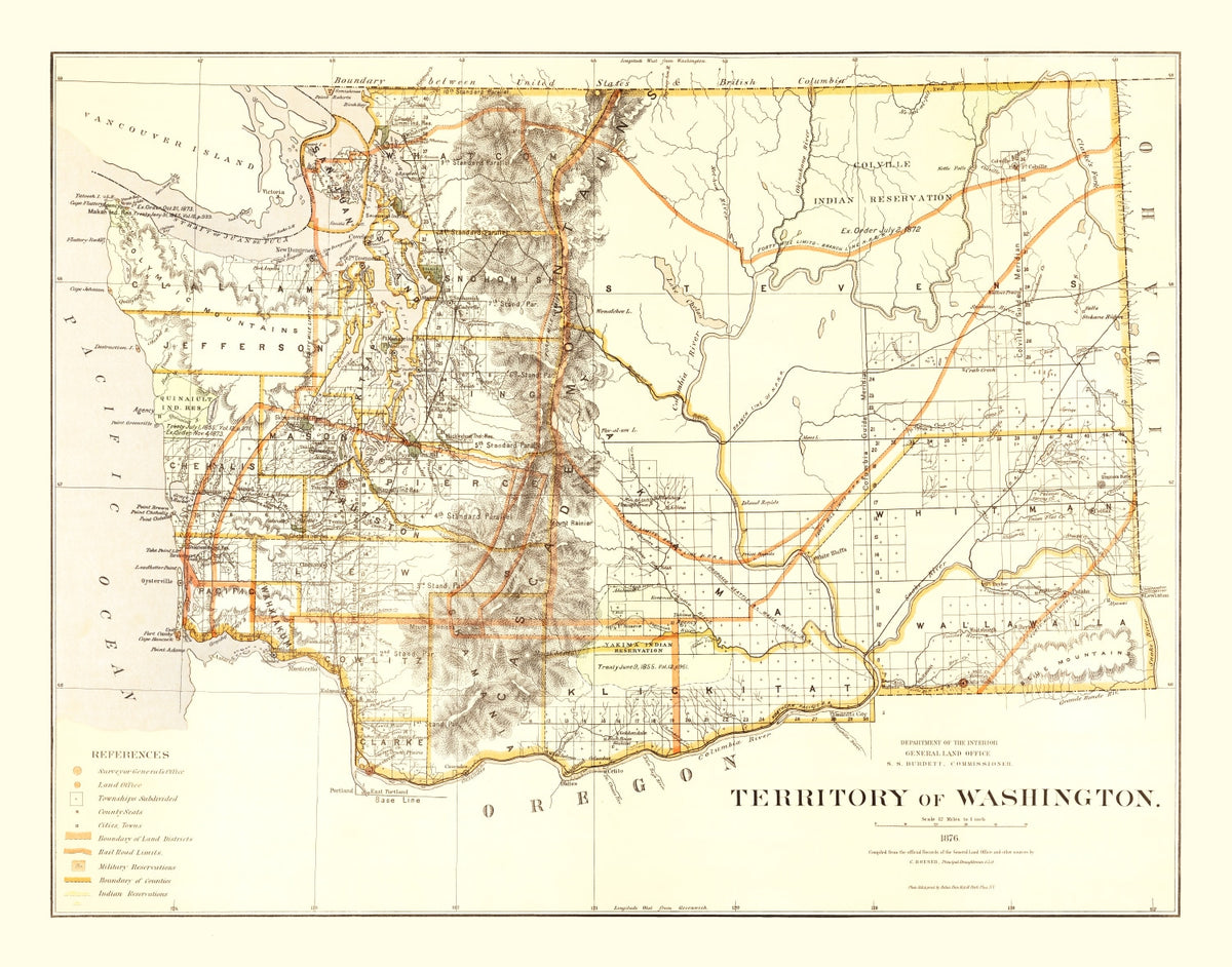 Preview of Vintage Map of Washington 1876