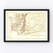 Washington Vintage Map 1876