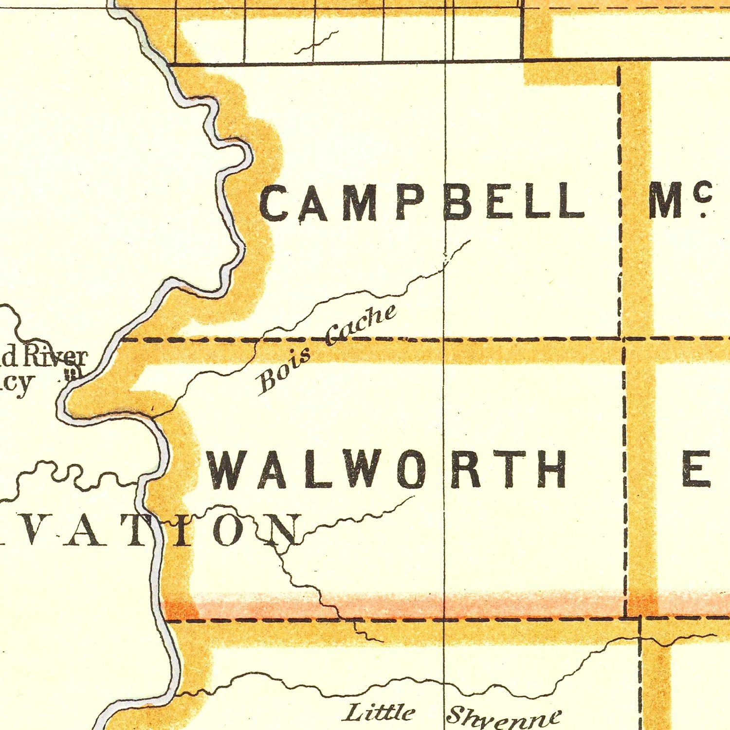 Restored historic details from the 1876 state map of County, South Dakota