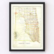 South Dakota Vintage Map 1876