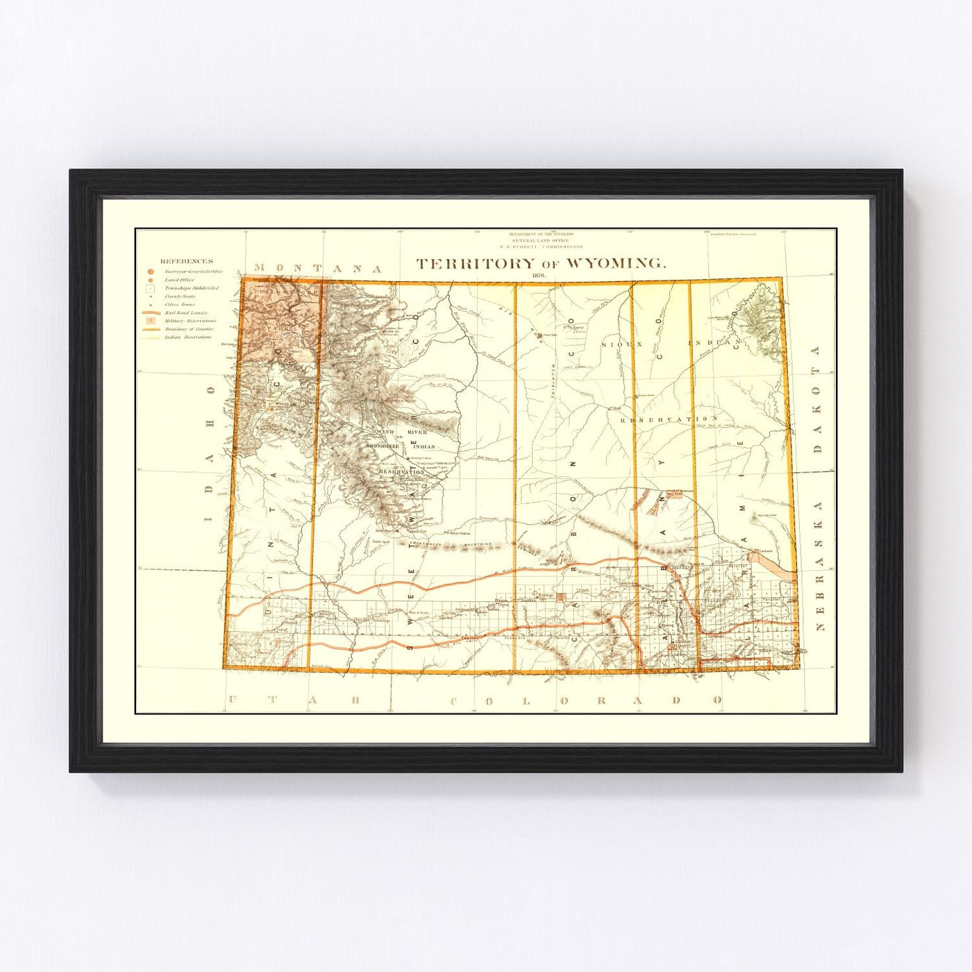 Wyoming Vintage Map 1876