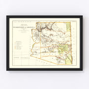 Arizona Vintage Map 1876
