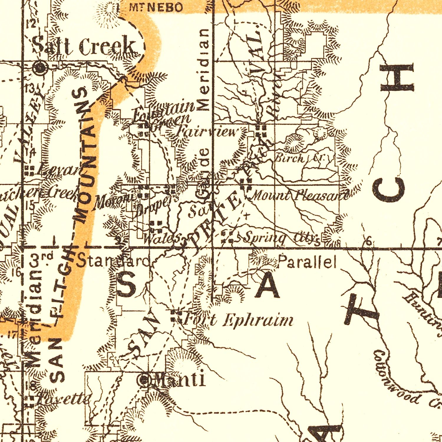 Restored historic details from the 1876 state map of County, Utah