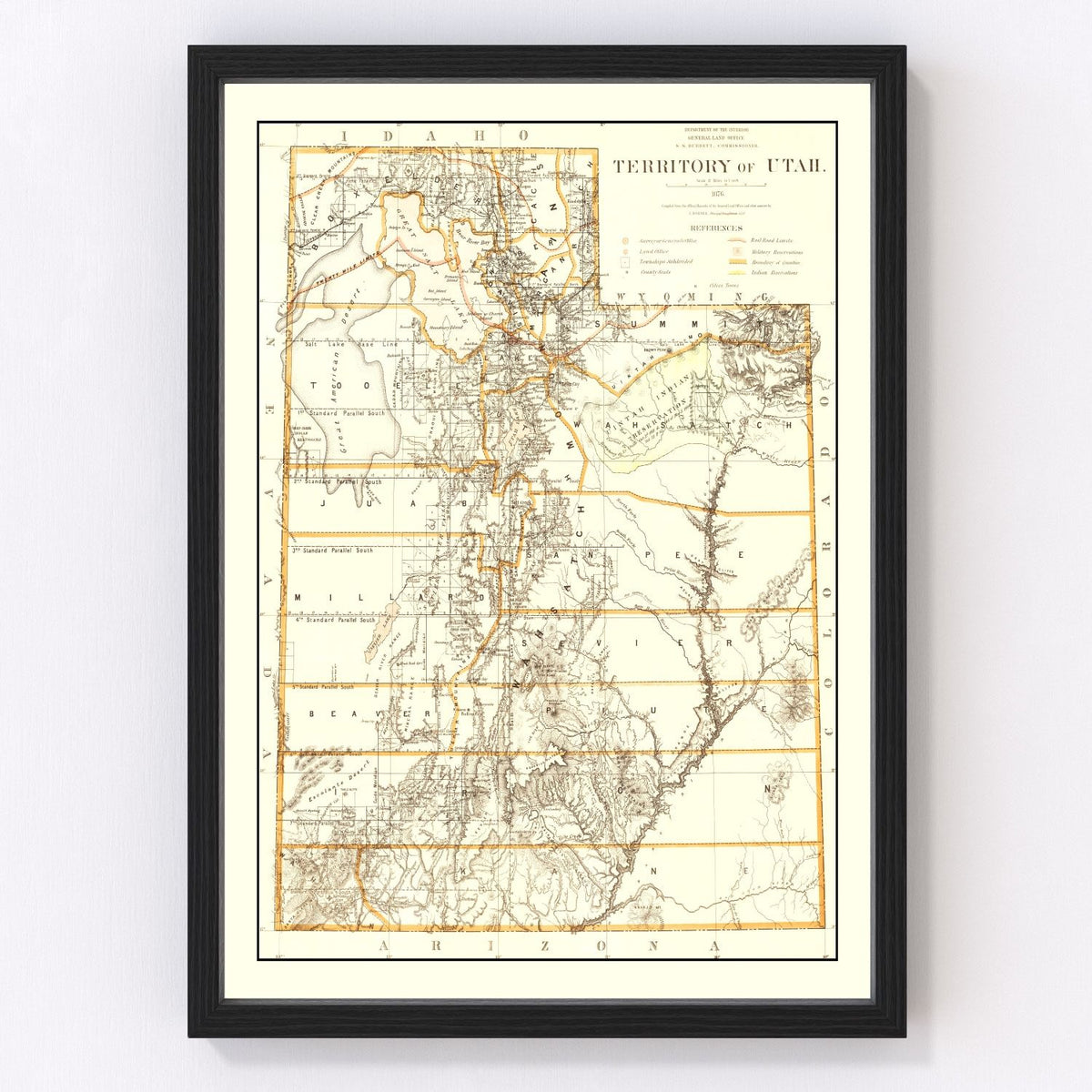 Utah Vintage Map 1876