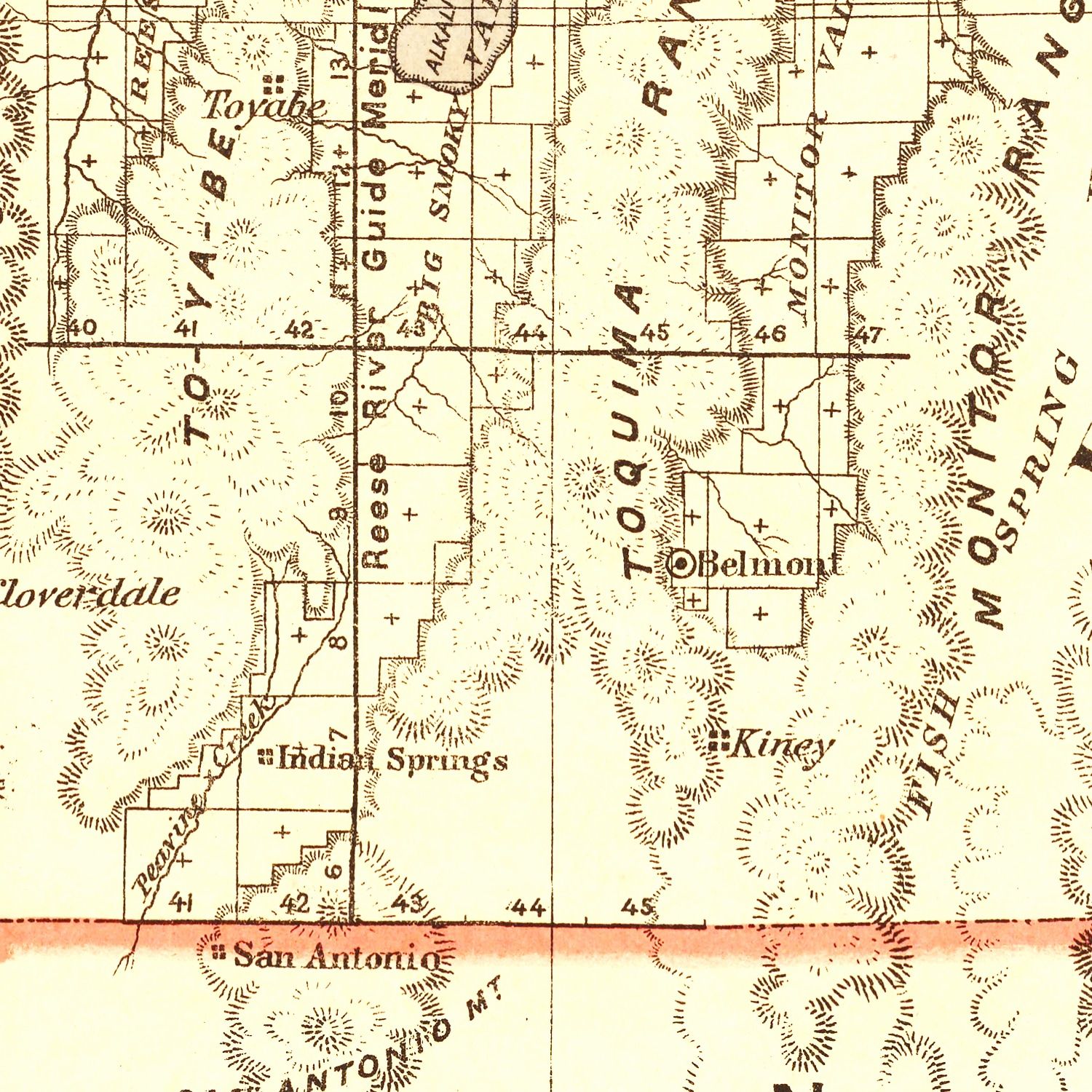 Restored historic details from the 1876 state map of County, Nevada