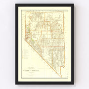 Nevada Vintage Map 1876