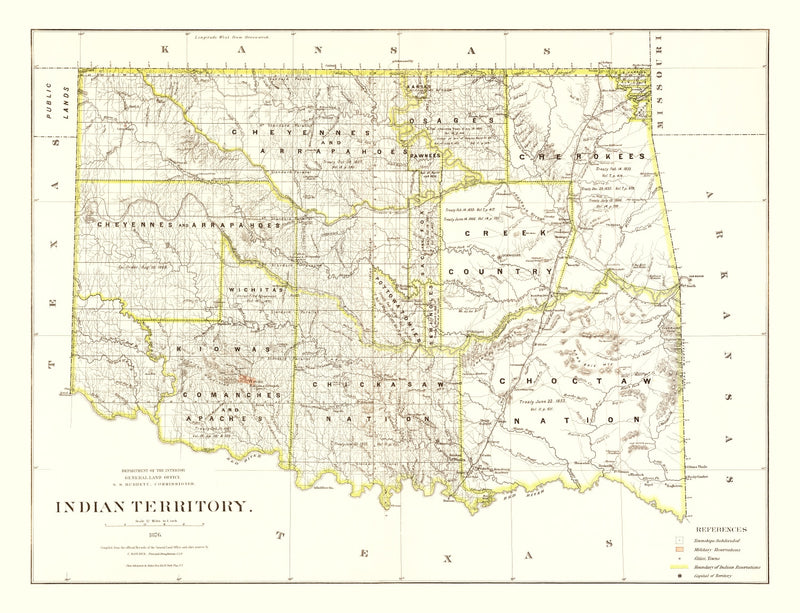 Size comparison using Vintage Map of Oklahoma 1876