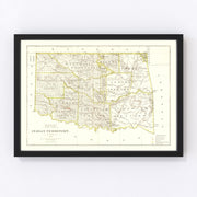 Oklahoma Vintage Map 1876
