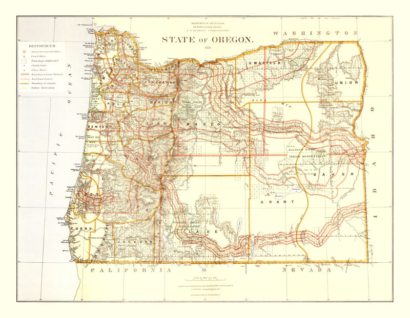 Size comparison using Vintage Map of Oregon 1876