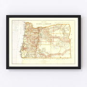 Oregon Vintage Map 1876