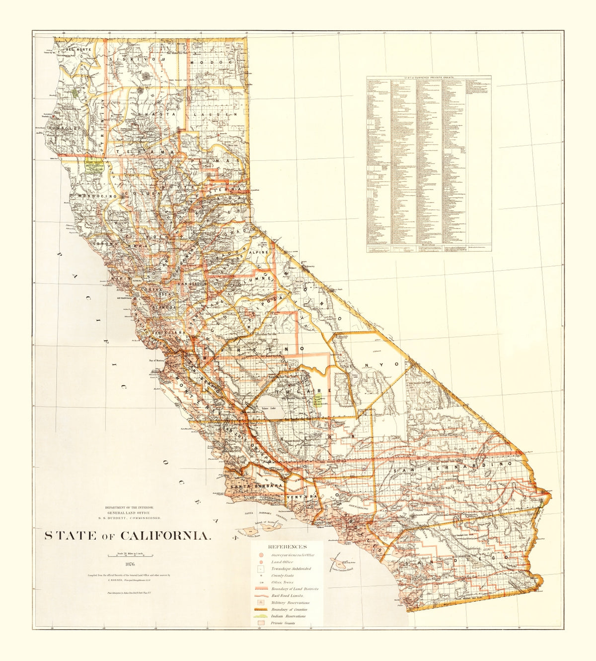 Preview of Vintage Map of California 1876
