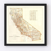 California Vintage Map 1876