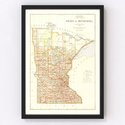 Minnesota Vintage Map 1876