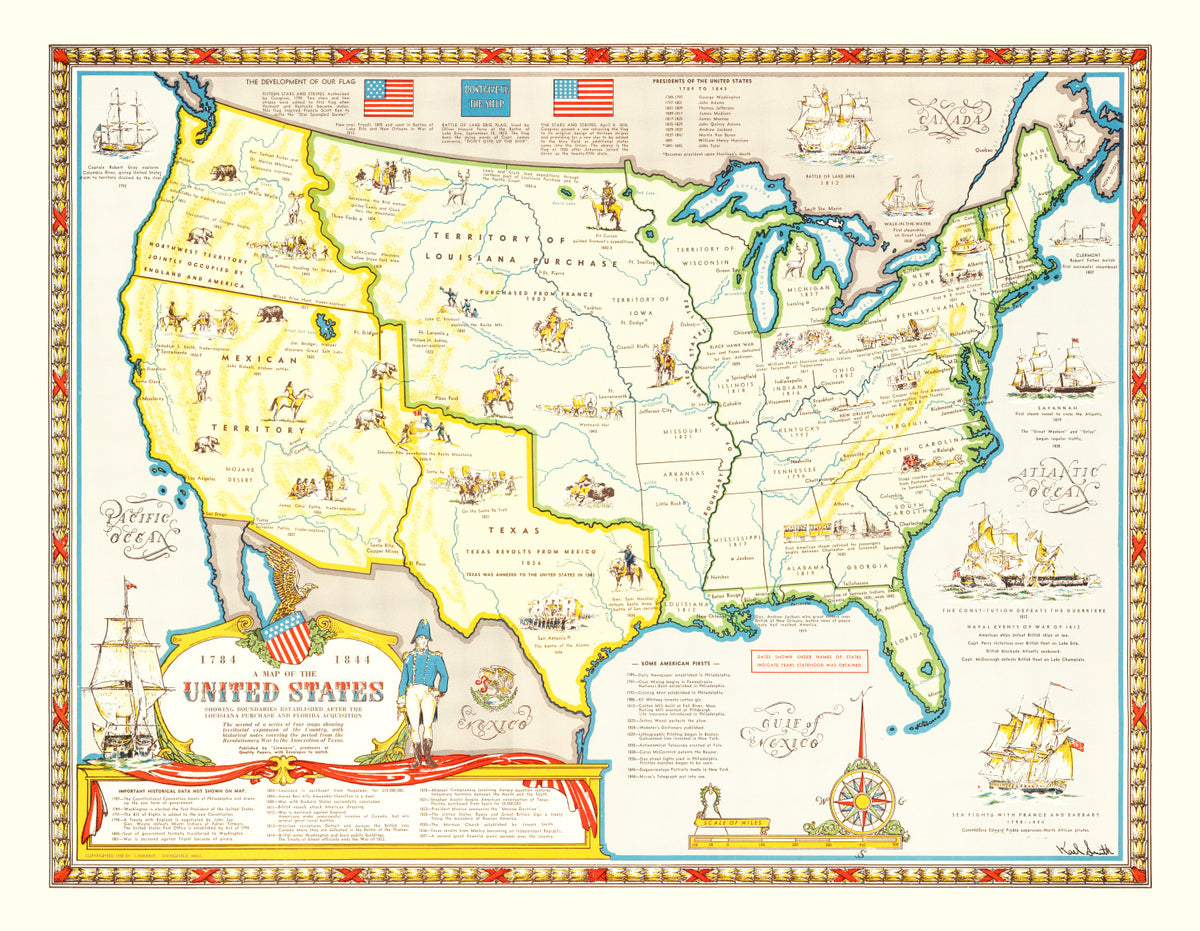 Preview of Vintage Louisiana Map Purchase Map of the United States
