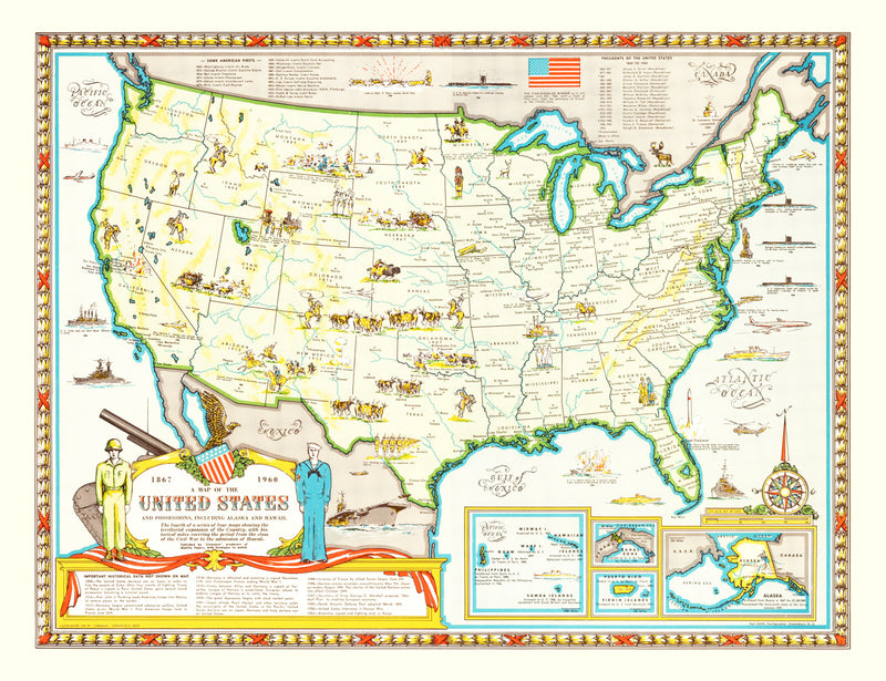 Size comparison using Vintage Map of United States 1959