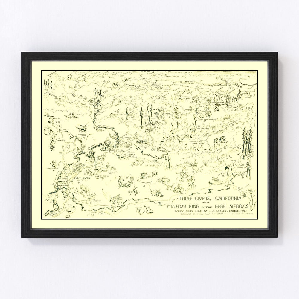 Three Rivers Vintage Map 1945